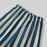 Girls Blue Striped Ruffle Tank Top With Elasticated Pants Sets Sets