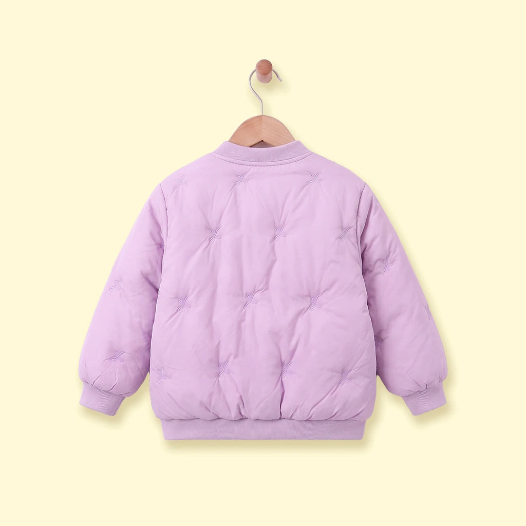 Girls Purple Embroidered Long Sleeve Jacket Coats & Jackets
