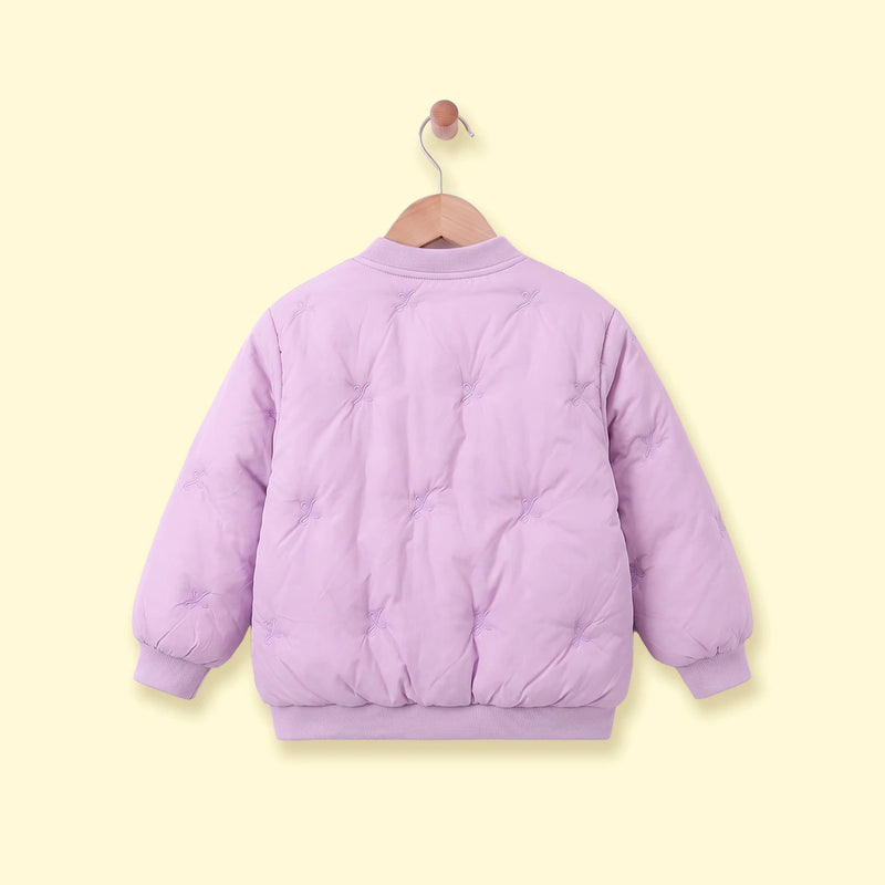 Girls Purple Embroidered Long Sleeve Jacket Coats & Jackets