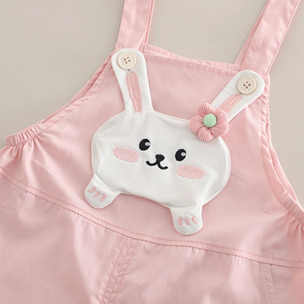 Boys Short Sleeve T-Shirt With Light Pink Bunny Applique Dungaree Sets 2 pc. Sets