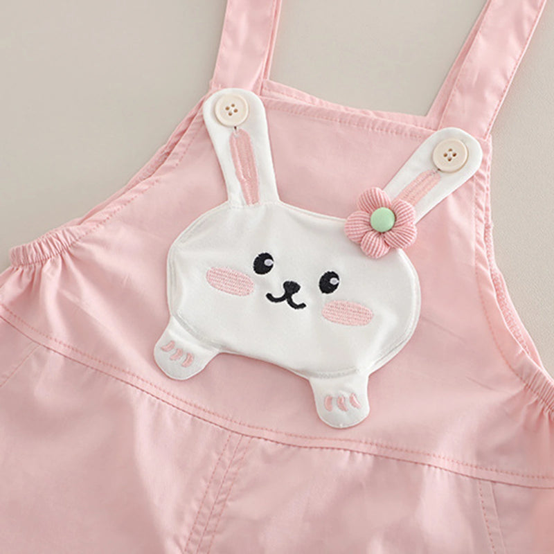 Boys Short Sleeve T-Shirt With Light Pink Bunny Applique Dungaree Sets 2 pc. Sets