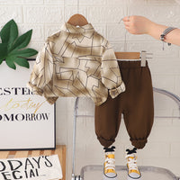 Boys Brown Printed Shirt With Joggers Set 2 pc. Sets