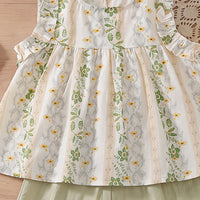 Girls Green Floral Print Sleeveless Top With Crop Pants Sets 2 pc. Sets