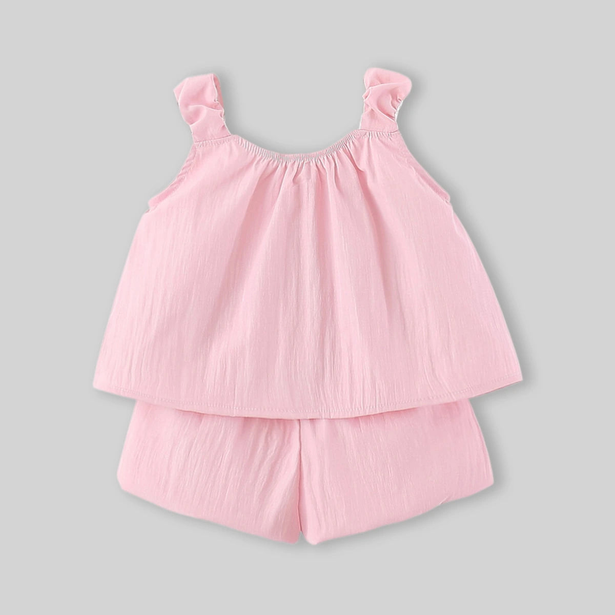 Girls Pink Floral Applique Top With Shorts Sets Sets