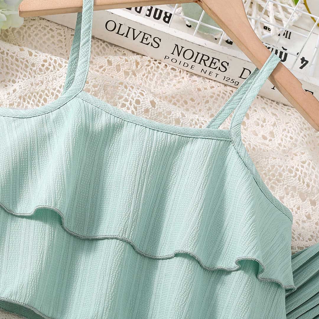 Girls Sleeveless Crop Top With Straight Fit Pants Sets 2 pc. Sets   