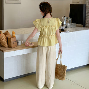 Girls Yellow Short Sleeve Top With Pants Sets 2 pc. Sets