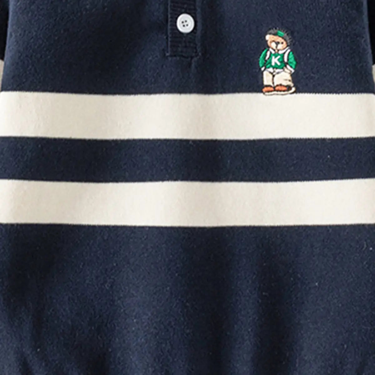 Boys Dark Blue Self-Design Stripe Patterns Polo Sweater Sweaters & Cardigans