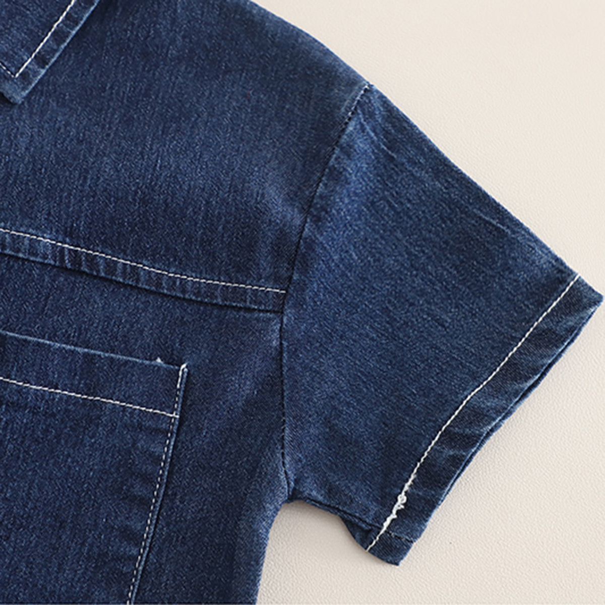 Boys Blue Denim Short Sleeves Shirt And Shorts With Inner Tee Set 3 pc. Sets