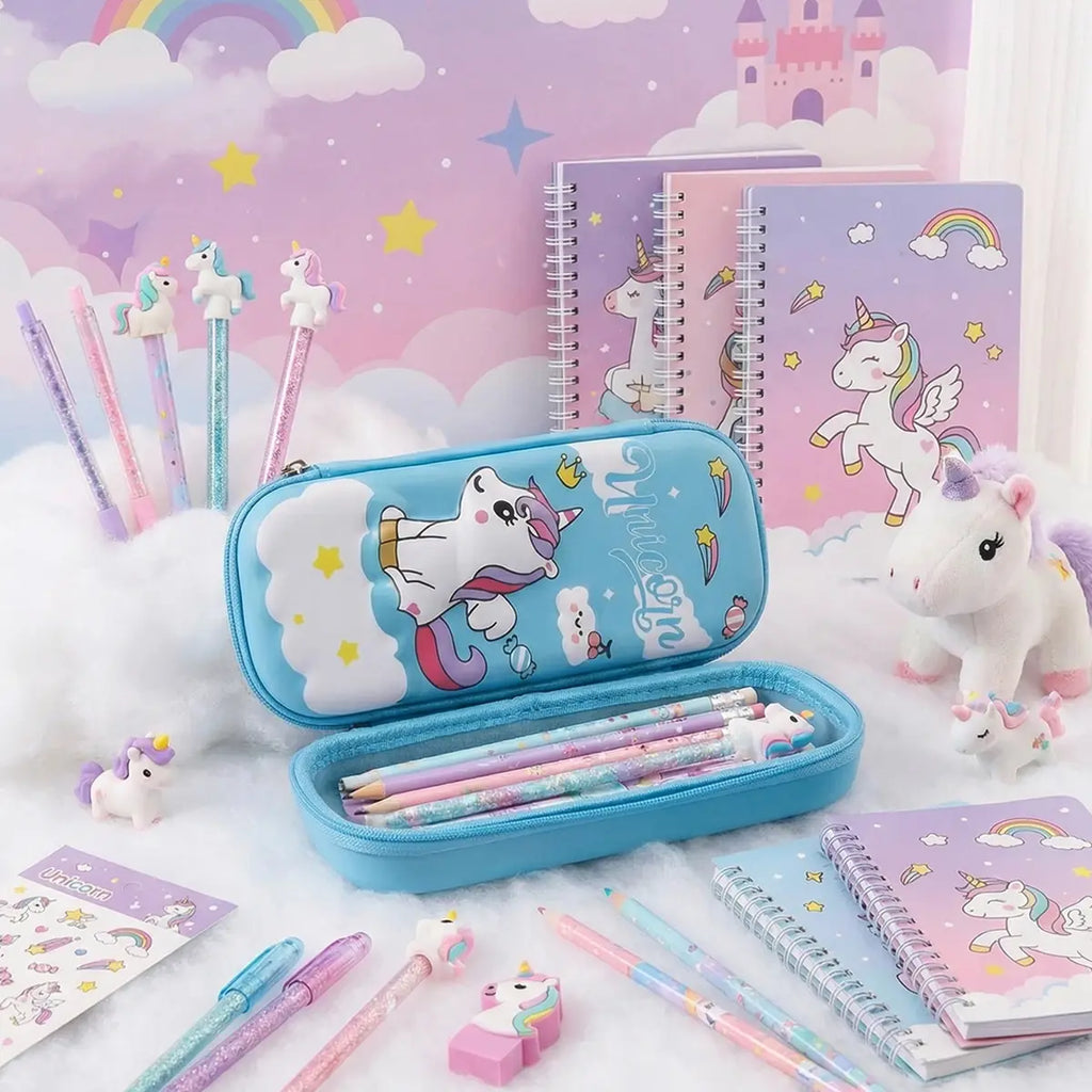 Unicorn Pencil Pouch for Kids Hard Case Cartoon Stationery Organizer Trending Accessories