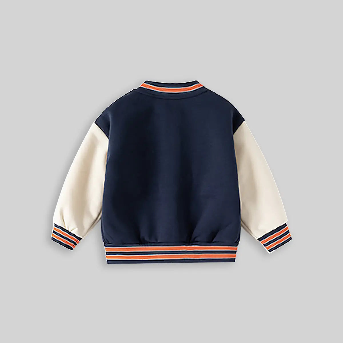 Boys Navy Blue Bear Cartoon Applique Varsity Jacket Coats & Jackets