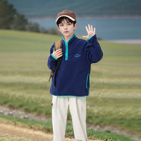 Boys Blue Fleece Half Zipper Jacket Coats & Jackets