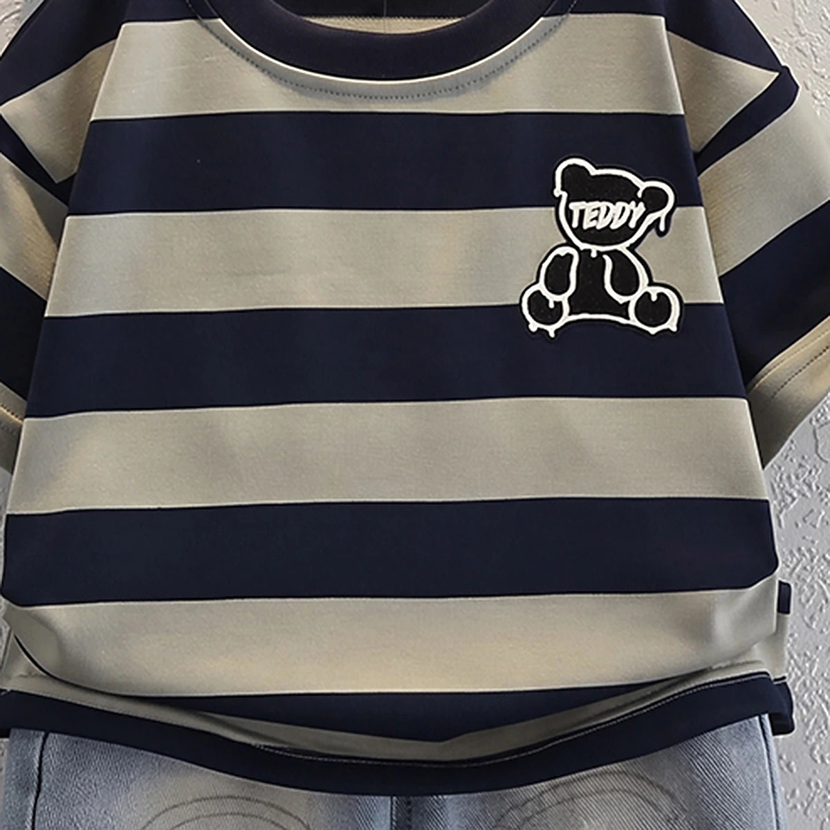 Boys Blue Short Sleeve Striped T-Shirt With Distressed Denim Shorts Sets 2 pc. Sets