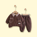 Boys Dark Brown Quilted Jacket & Joggers Co-ord Sets Sets Dark Brown 1-2 Y