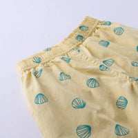 Boys Yellow Seashell Printed Short Sleeve Shirt With Printed Elasticated Shorts Set Sets