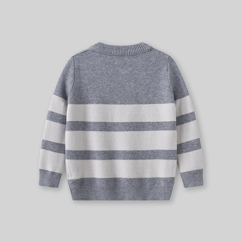 Boys Grey Stripes Pullover Winter Sweater Sweaters & Cardigans