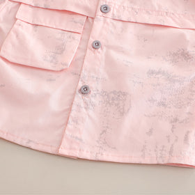 Boys Light Pink Tie & Dye Printed Shirt With Inner Tee And Cargo Shorts Set 3 pc. Sets