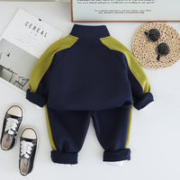 Boys Navy Blue Dinosaur Embroidered Winter Sweatshirt With T-Shirt and Pants Set 3 pc. Sets