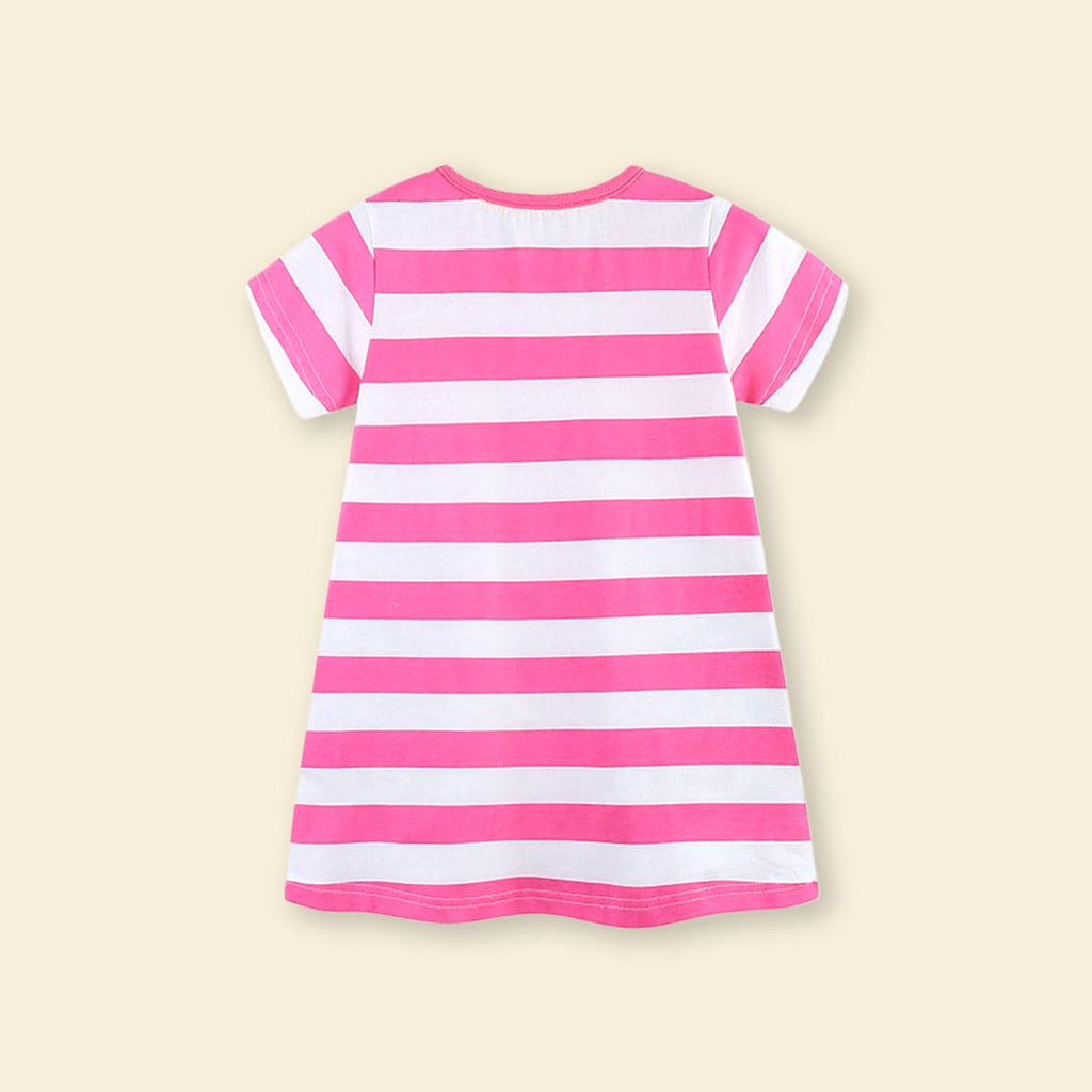 Girls Short Sleeve Striped A-Line Dress Casual Dresses   