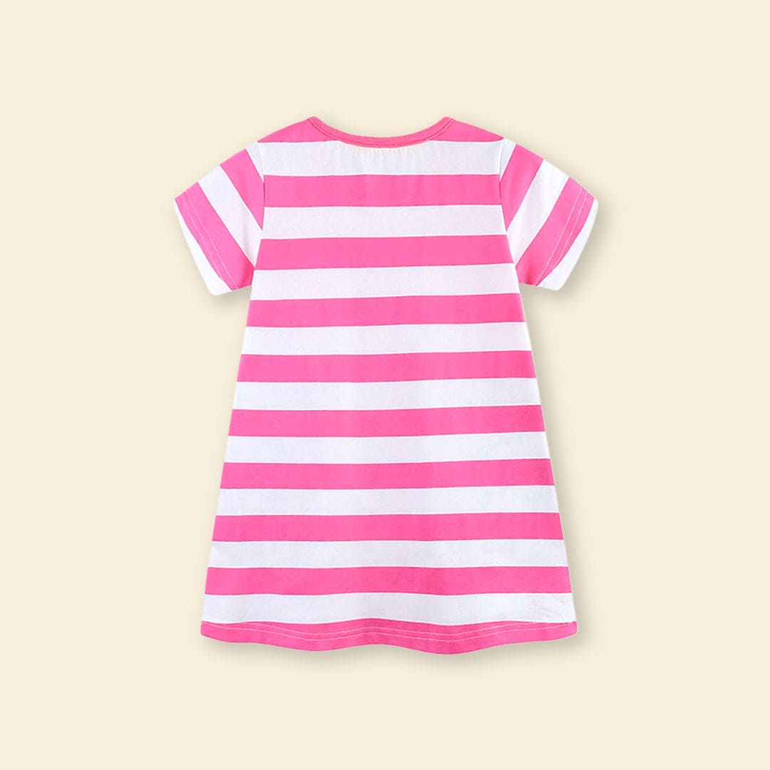 Girls Short Sleeve Striped A-Line Dress Casual Dresses   