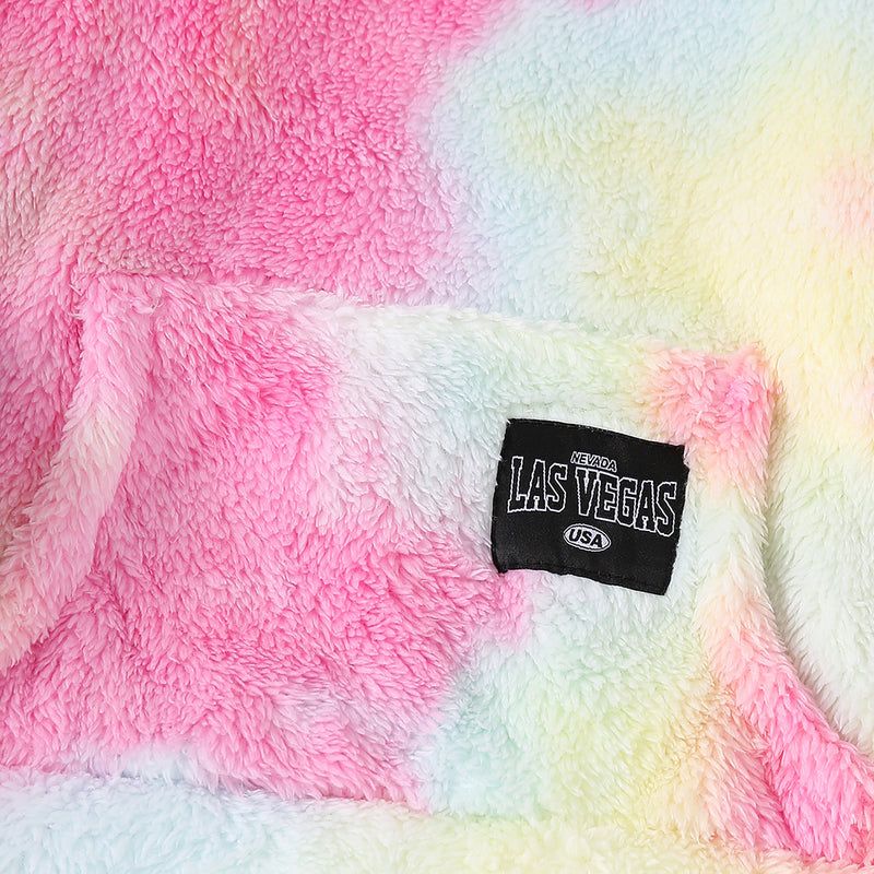 Girls Light Pink Tie Dye Printed Hooded Neck Pullover Winter Sweatshirt Sweatshirts & Hoodies