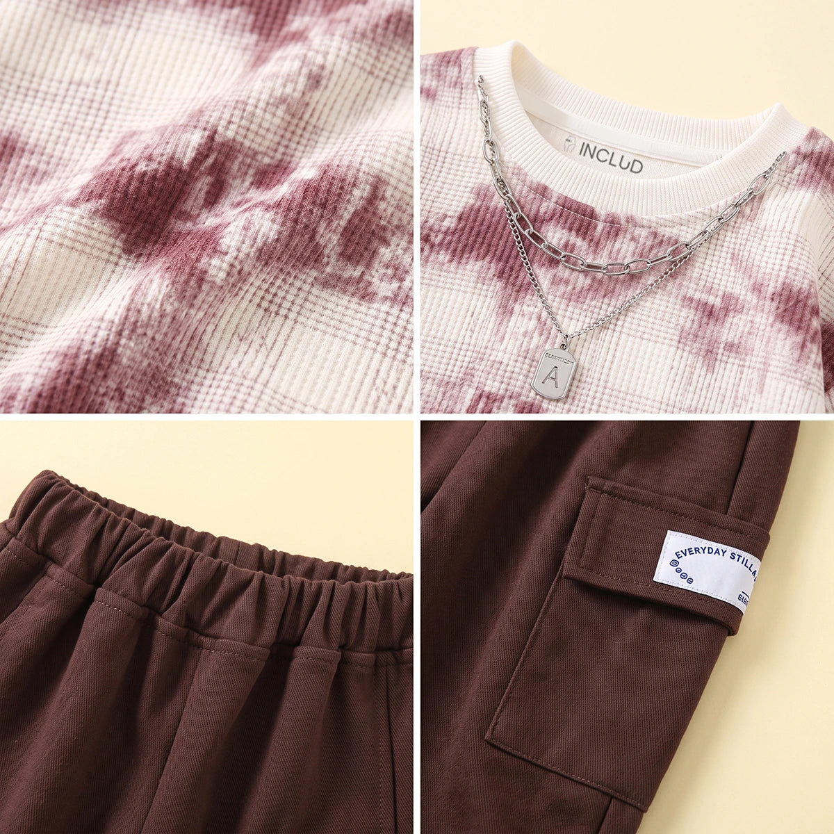 Boys Purple Tie & Dye Raglan Sleeve Sweatshirt With Joggers Sets 2 pc. Sets