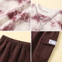 Boys Purple Tie & Dye Raglan Sleeve Sweatshirt With Joggers Sets 2 pc. Sets
