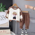 Boys Brown Graphics Printed Sweatshirt With Jogger Sets Sets Brown 1-2 Y