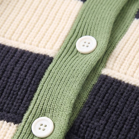 Girls Navy Blue Striped Long Sleeve Cardigan Sweaters & Cardigans