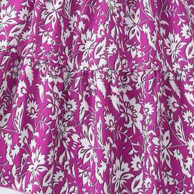 Girls Purple Puff Sleeves Top With Printed Tiered Skirts Set 2 pc. Sets