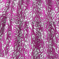 Girls Purple Puff Sleeves Top With Printed Tiered Skirts Set 2 pc. Sets