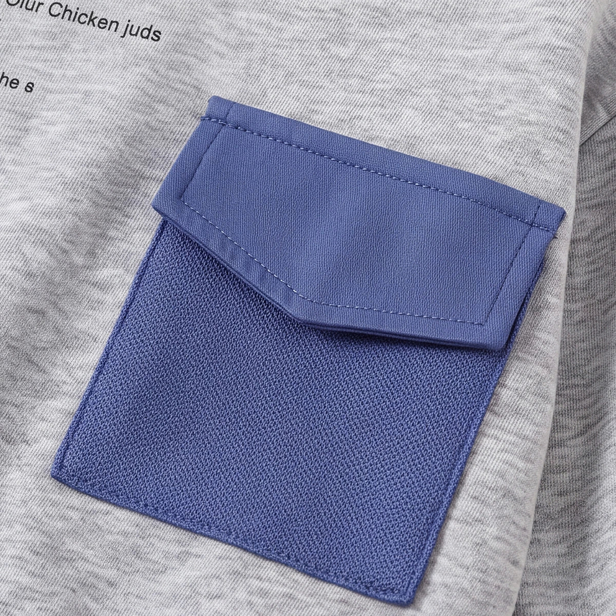 Boys Grey Typographic Printed Sweatshirt With Denim Pants Set Sets