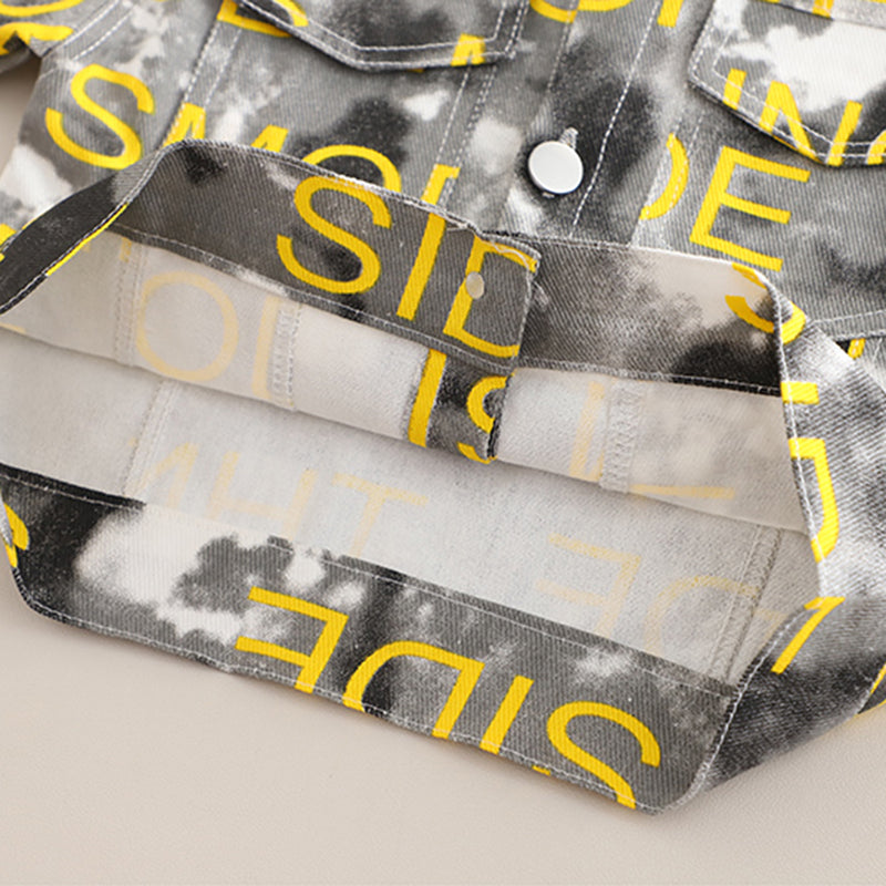 Boys Yellow Typographic Printed Shirt With T-Shirt and Pants Set Sets