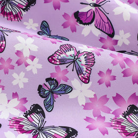 Girls Lavender Butterfly Print Flutter Sleeve Fit & Flare Dress Casual Dresses
