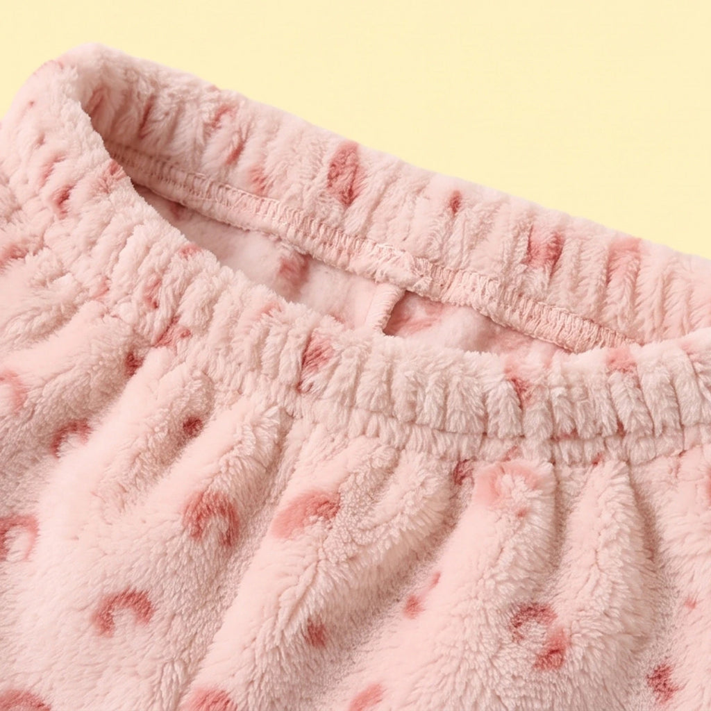 Girls Pink Leopard Printed Fleece Jacket & Pants Co-ord Sets Sets