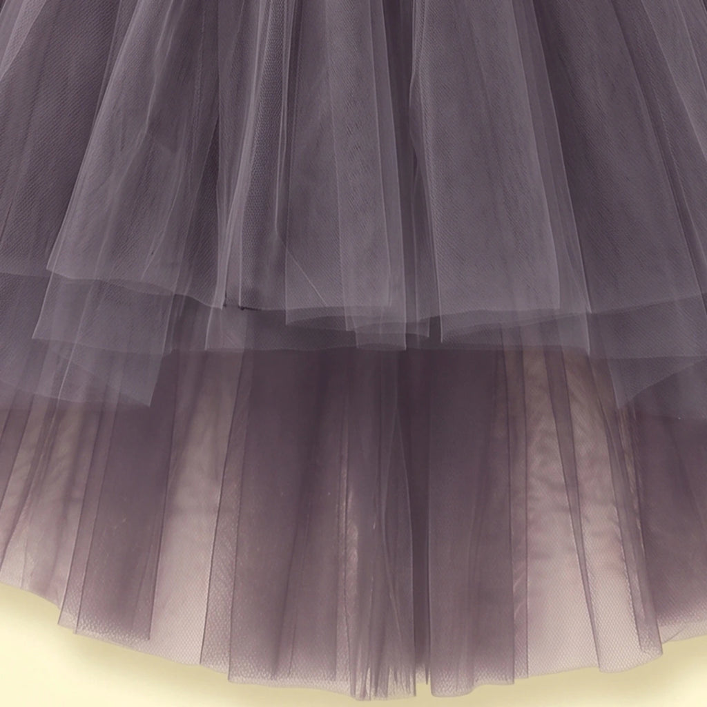 Girls Black Solid High-Low Party Dress Party Dresses