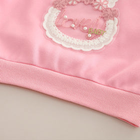 Girls Pink Rabbit Applique Sweatshirt With Joggers Set 2 pc. Sets