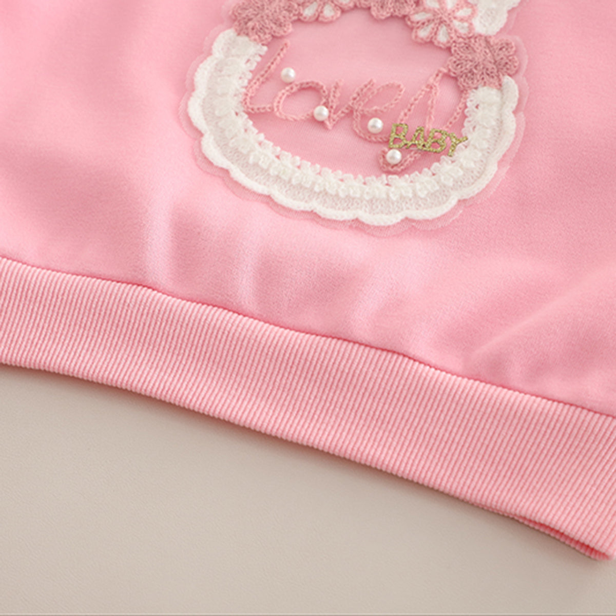 Girls Pink Rabbit Applique Sweatshirt With Joggers Set 2 pc. Sets