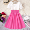 Girls Pink Short Sleeve Square Neck Fit & Flare Dress Casual Dresses Pink 8-9 Y