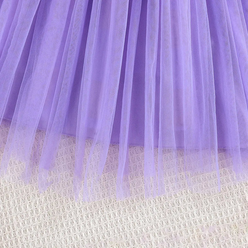 Girls Purple Bow Fit & Flare Dress With Floral Self Design Long Sleeves Crop Jacket Casual Dresses