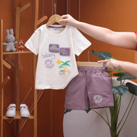 Boys Mauve Graphic Printed Short Sleeve T-Shirt With Elasticated Shorts Sets 2 pc. Sets Mauve 9-12 M