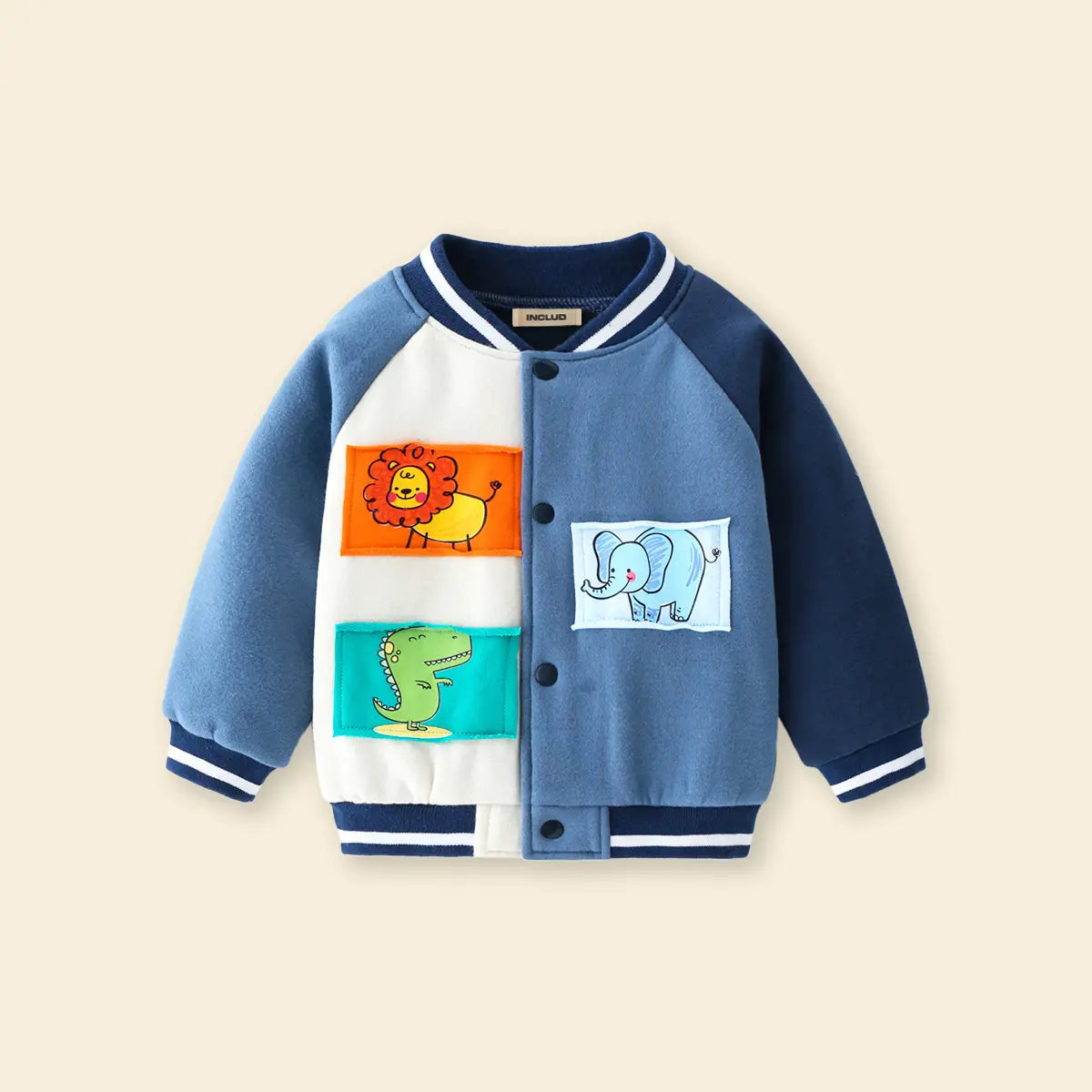 Boys Light Blue Graphics Printed Varsity Jacket Coats & Jackets
