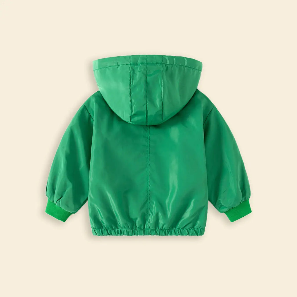 Boys Green Graphics Printed Hooded Zip-up Jacket Coats & Jackets
