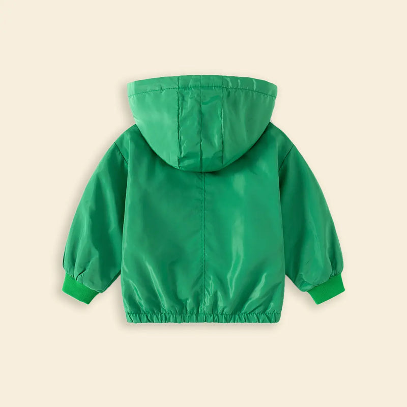 Boys Green Graphics Printed Hooded Zip-up Jacket Coats & Jackets