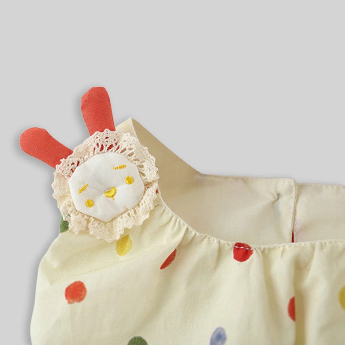 Girls Off White Polka Dot Print Heart Applique Balloon Dress Casual Dresses