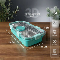 Kids Green 4-Compartment Airtight Stainless Steel Lunch Box Trending Accessories