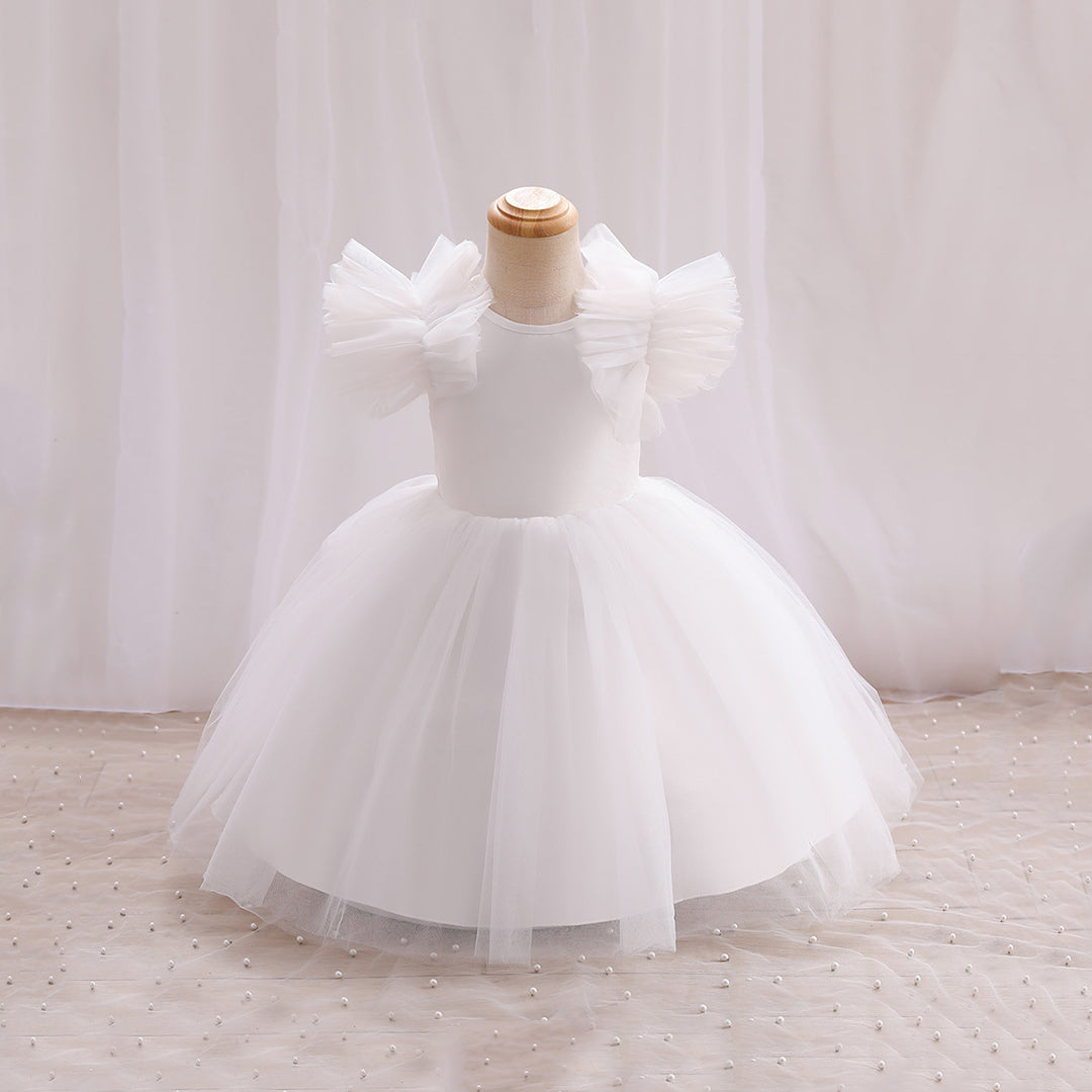 Girls Balloon Shape Tulle Party Dress Party Dresses White 1-2 Y 