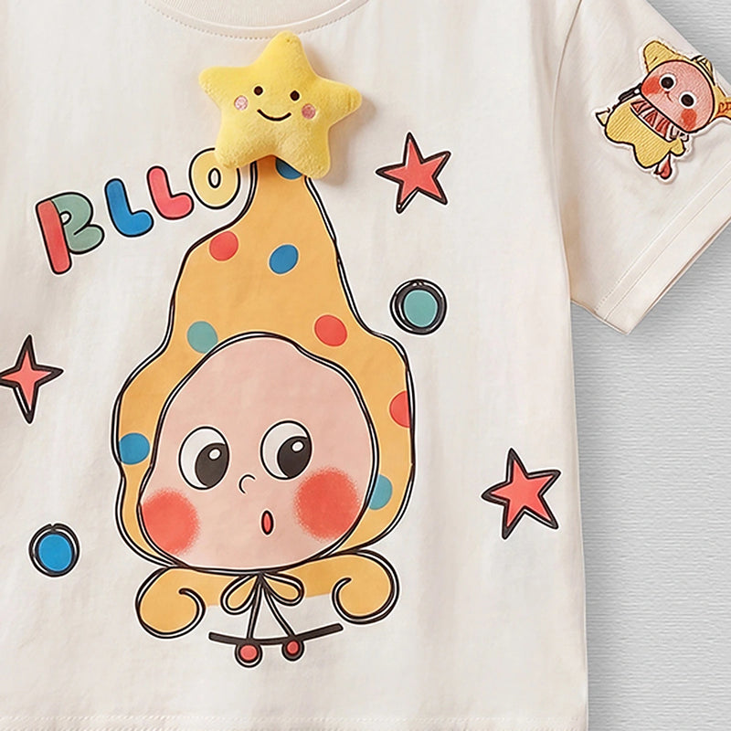 Girls Off White Star Print Short Sleeve T-Shirt Tshirts