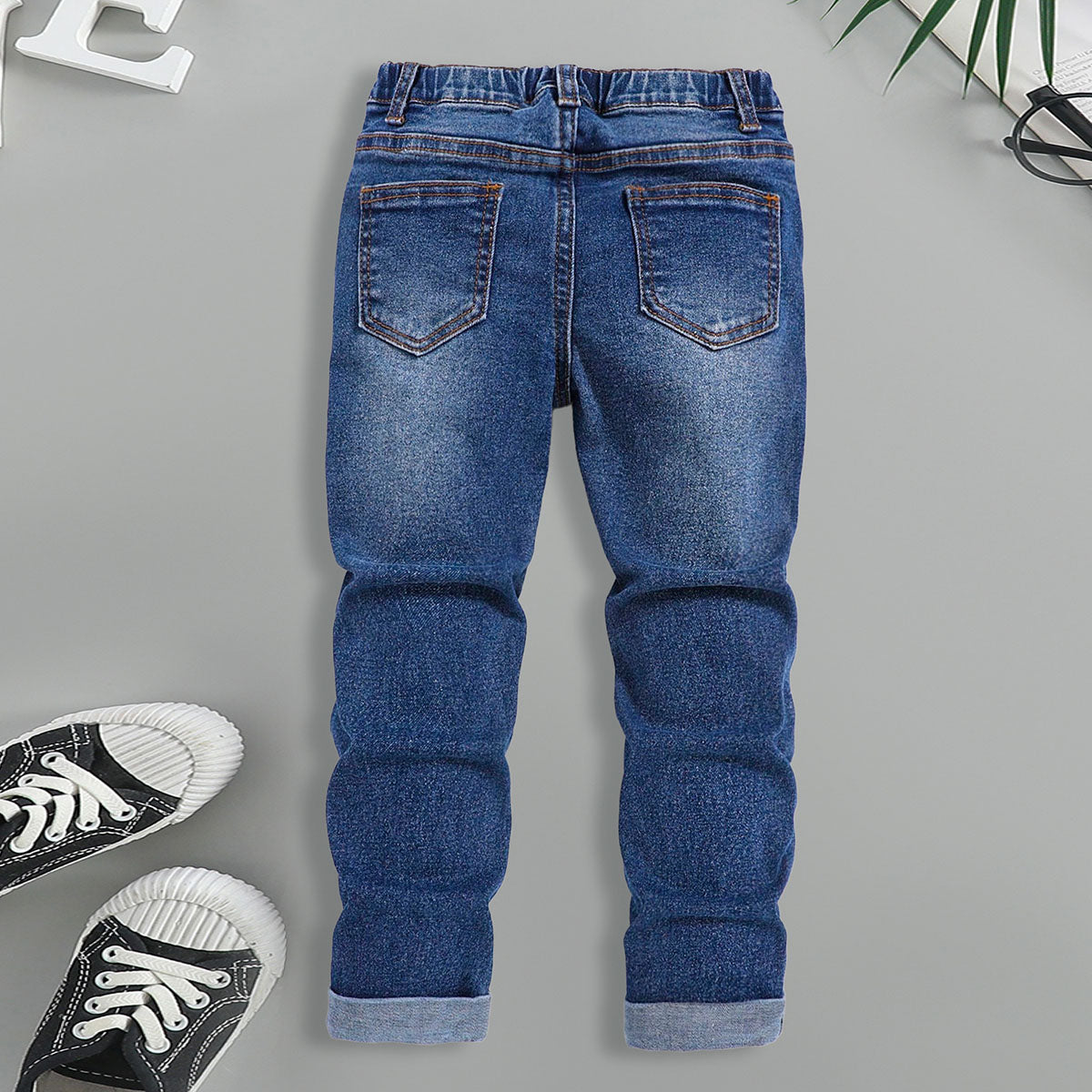 Boys Blue Mid Rise distressed Denim Pants Pants