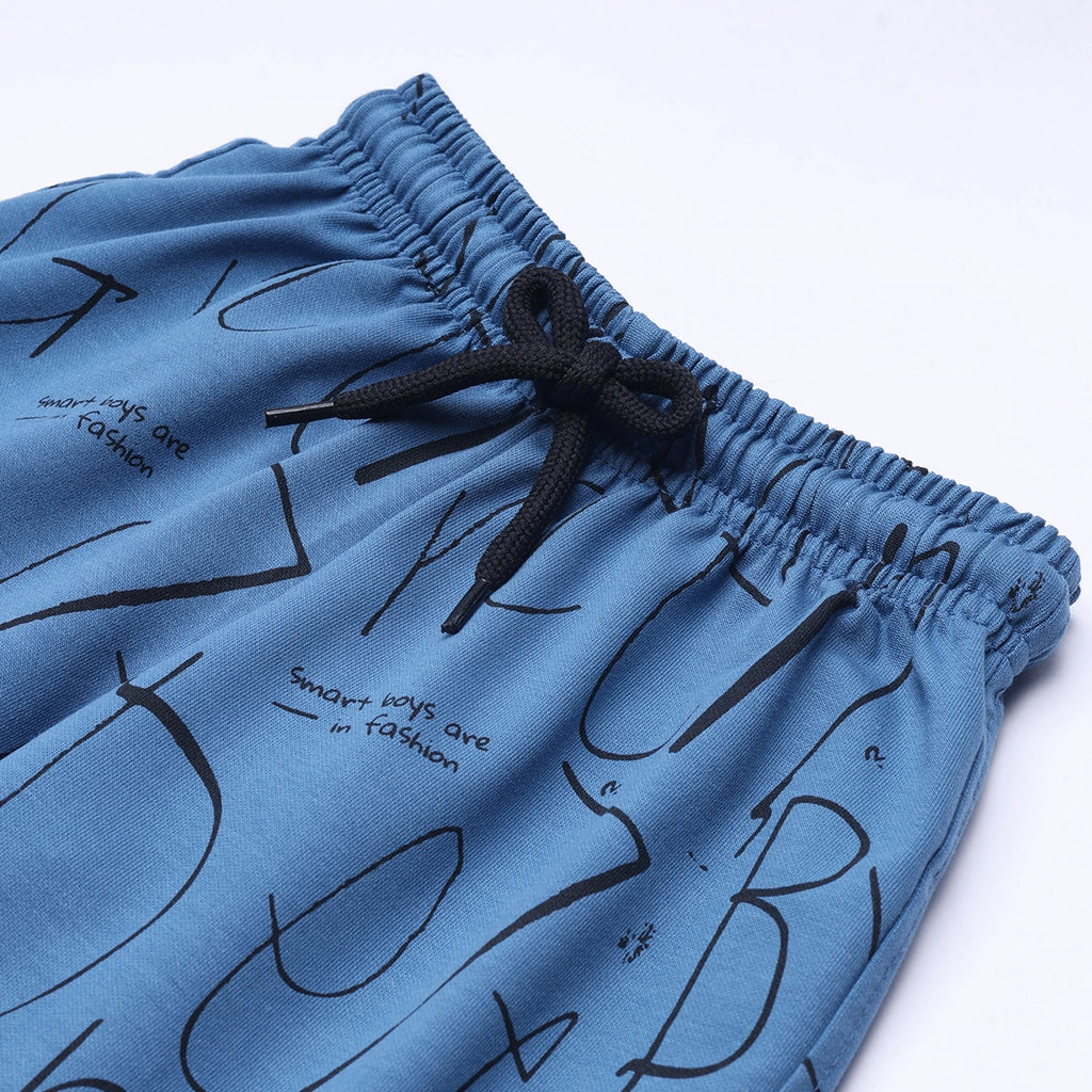 Boys Blue Astronaut Graphic Short Sleeve T-shirt With Drawstring Shorts And Bag Sets Sets