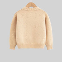 Boys Beige Self-Design Diamond Pattern Sweater Sweaters & Cardigans